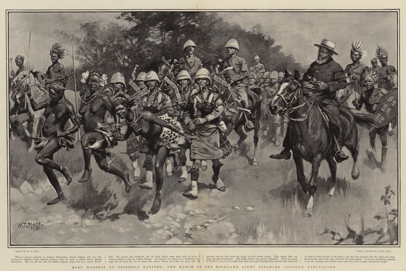 Hjältedyrkan av vänliga infödingar, Highland Light Infantry