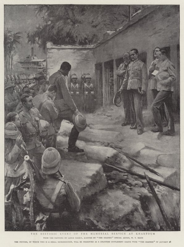 Till minne av Gordon, den historiska händelsen under minnesgudstjänsten i Khartoum av William T. Maud