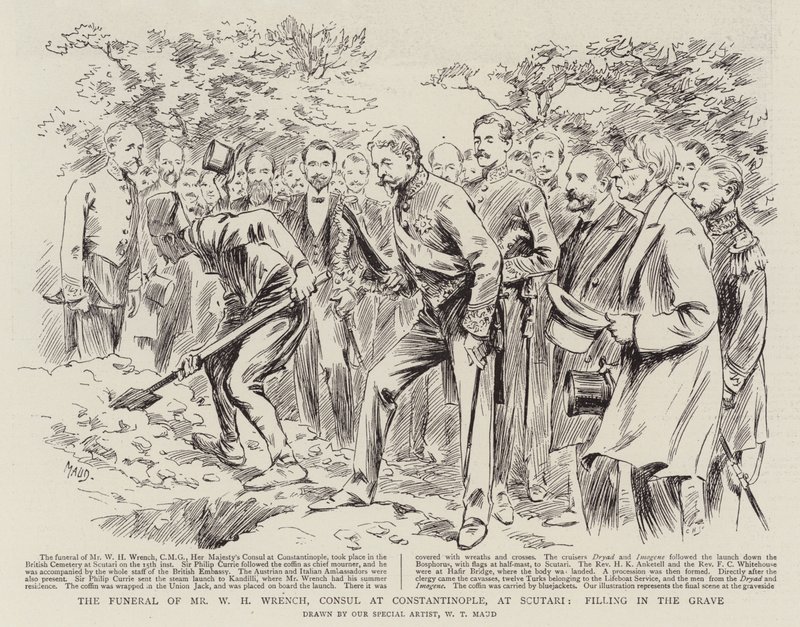 Begravningen av Mr W H Wrench, konsul i Konstantinopel, i Scutari, fyller i graven av William T. Maud