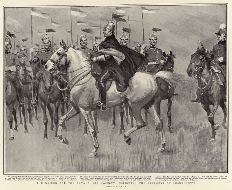 Kaiser och kungliga, Hans Majestät inspekterar regementet vid Shorncliffe av William T. Maud