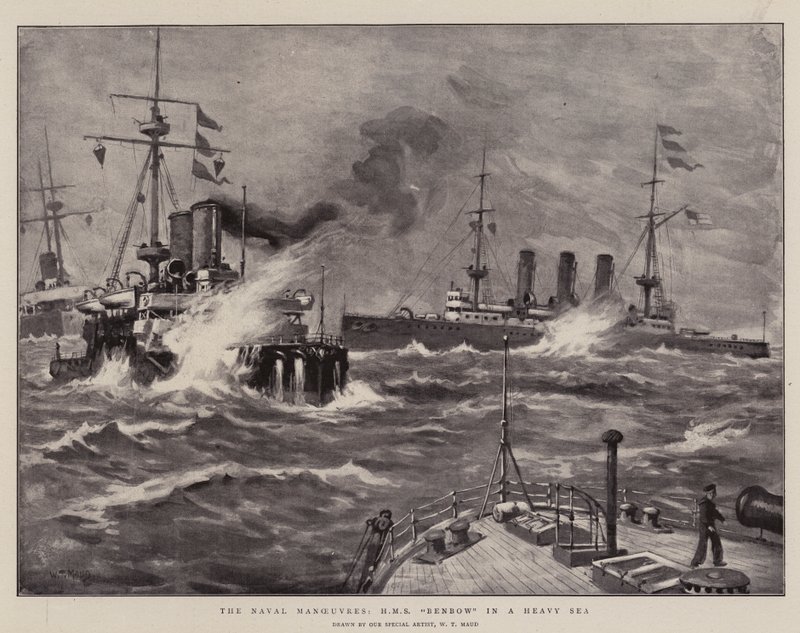 Flottans manövrer, H M S Benbow i ett tungt hav av William T. Maud