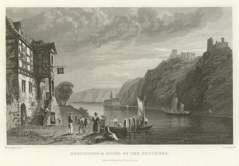 Bornhofen och ruiner av bröderna av William Tombleson