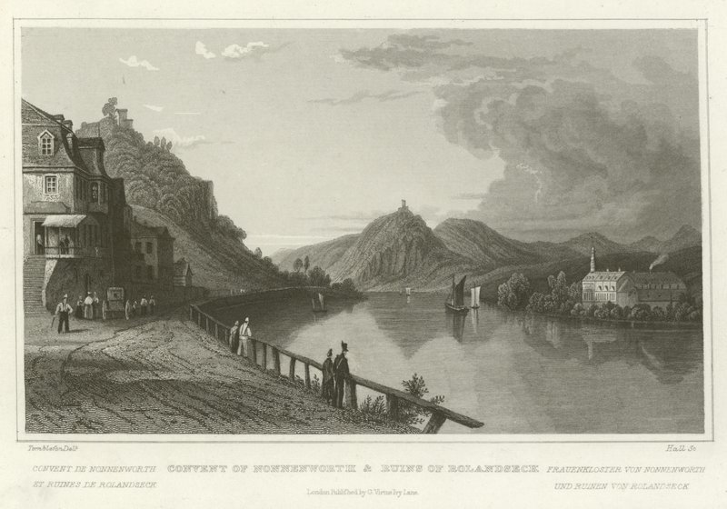 Klostret Nonnenworth och ruinerna av Rolandseck av William Tombleson