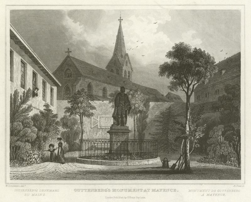 Guttenbergs monument i Mayence av William Tombleson