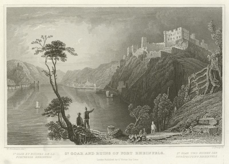 St Goar och ruinerna av Fort Rheinfels av William Tombleson