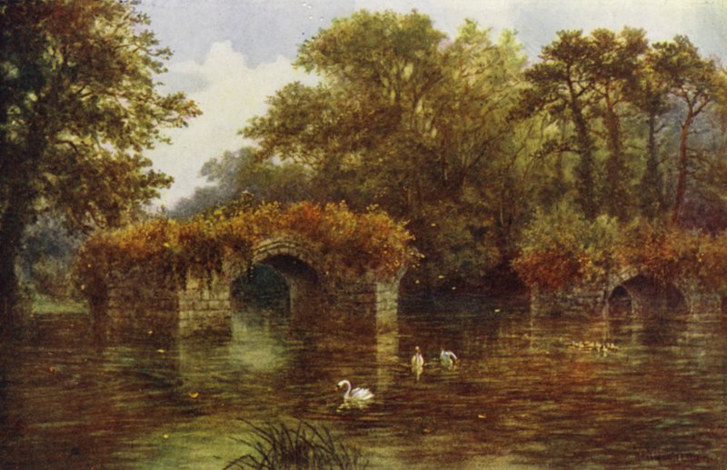 River Avon, Warwick Castle (färg litho) av William W. Quatremain