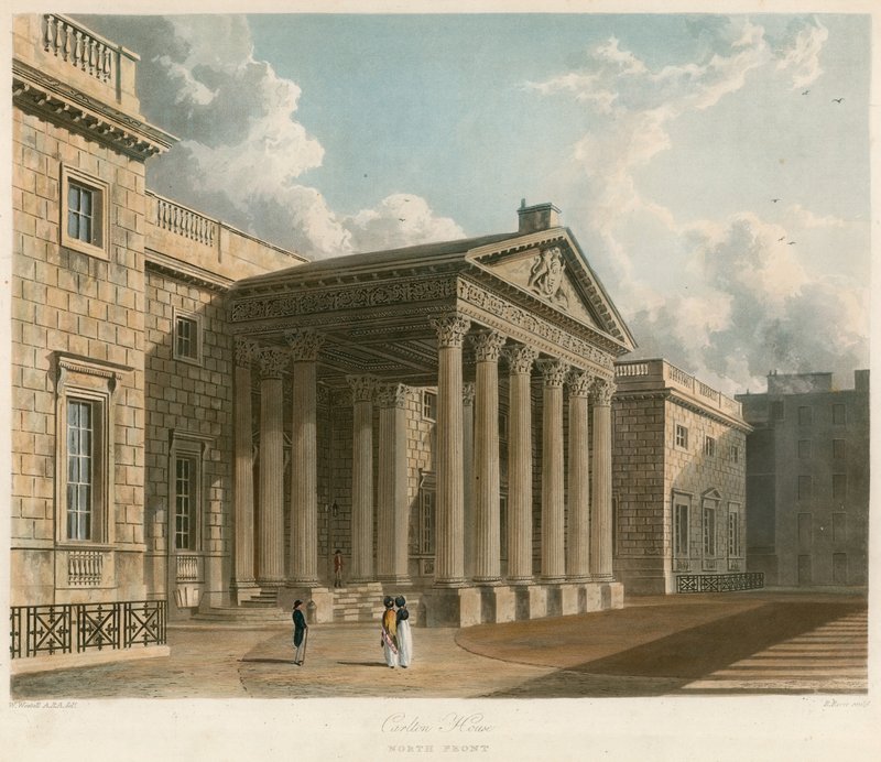 Carlton House, London, norra framsidan av William Westall