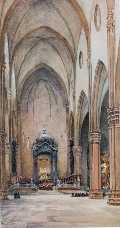 Bologna. Interiör av S. Petronio (färg litho) av William Wiehe Collins