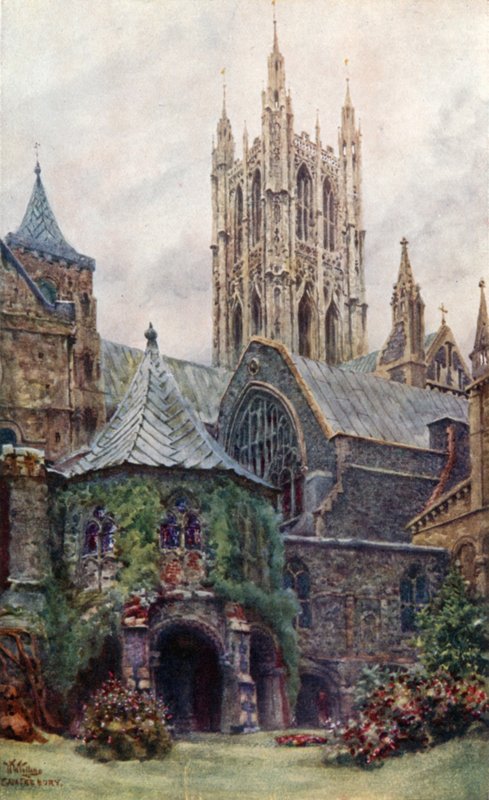 Canterbury, baptisteriet och kapitelhuset (lito i färg) av William Wiehe Collins