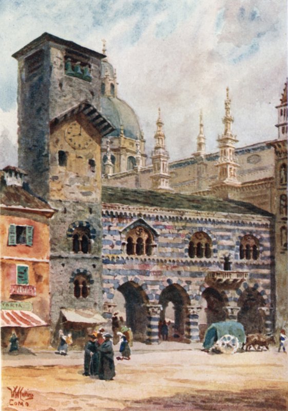 Como. Brotello och katedralen (färg litho) av William Wiehe Collins