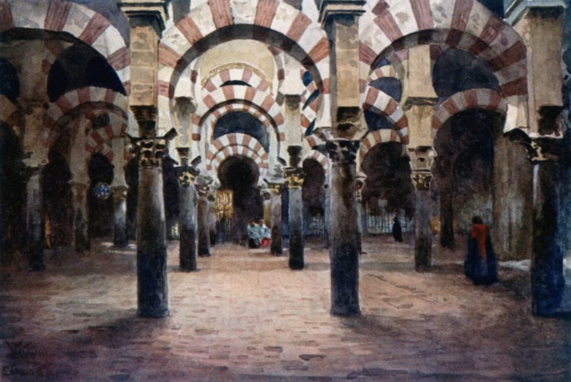Cordoba, insidan av Mesquita (färg litho) av William Wiehe Collins