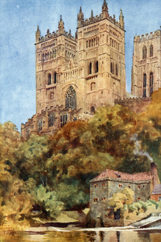 Durham, Western Towers (färg litho) av William Wiehe Collins