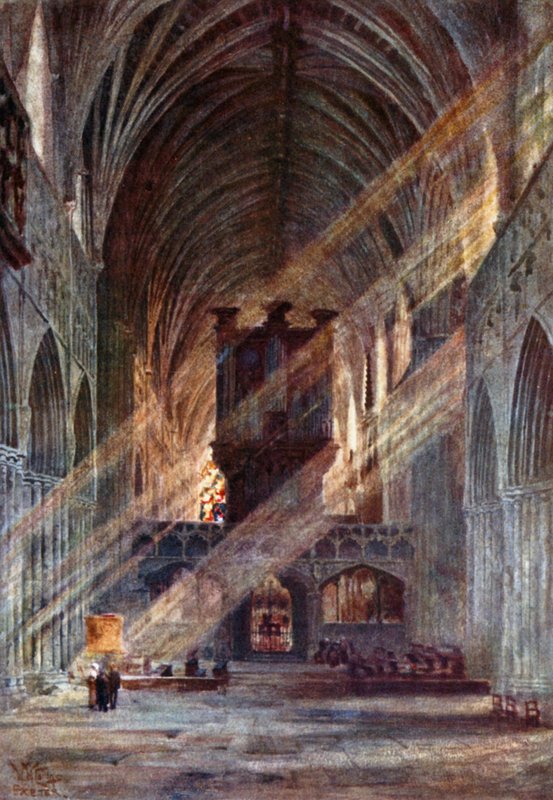 Exeter, insidan av skeppet (färg litho) av William Wiehe Collins
