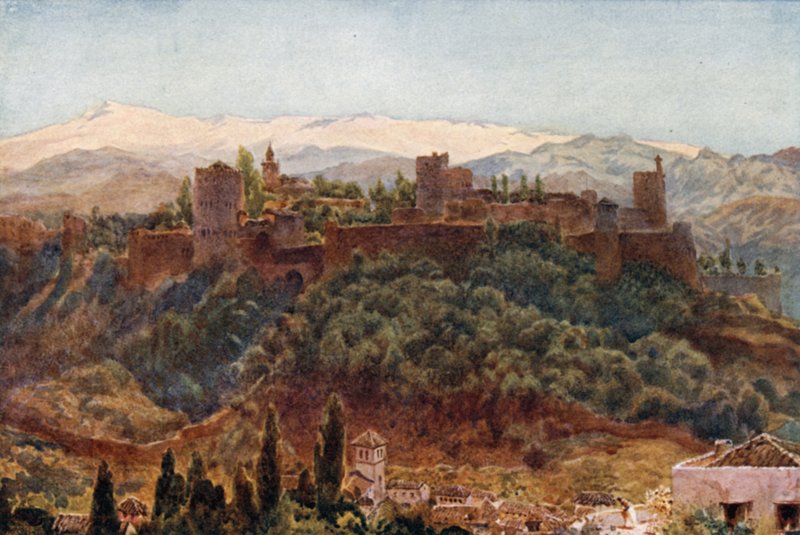 Granada, Alhambra (färg litho) av William Wiehe Collins