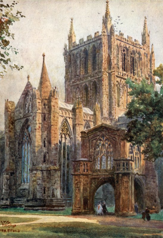 Hereford, North Transept (färg litho) av William Wiehe Collins