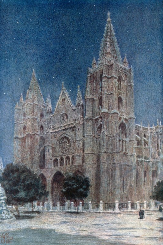 Leon, katedralen (färg litho) av William Wiehe Collins