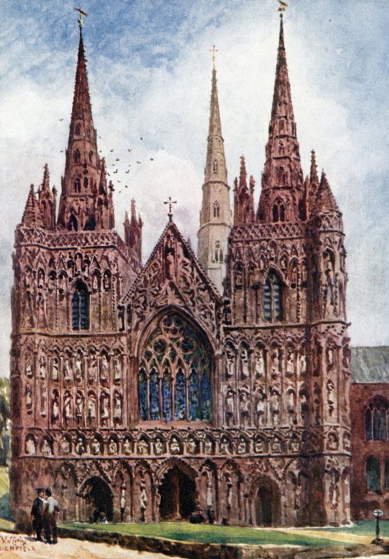 Lichfield, västfronten (färg litho) av William Wiehe Collins