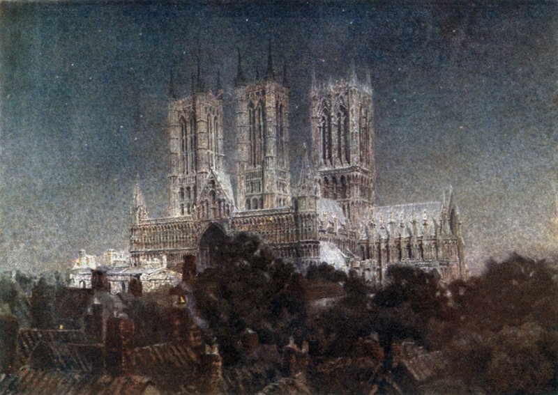 Lincoln, av Moonlight (färg litho) av William Wiehe Collins
