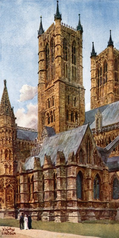 Lincoln, West Towers (färg litho) av William Wiehe Collins