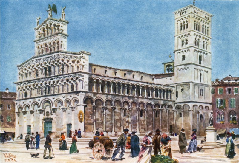 Lucca. S. Michele (färg litho) av William Wiehe Collins