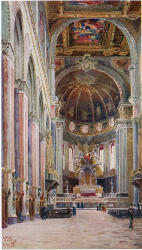 Neapel. Interiör av katedralen (färg litho) av William Wiehe Collins