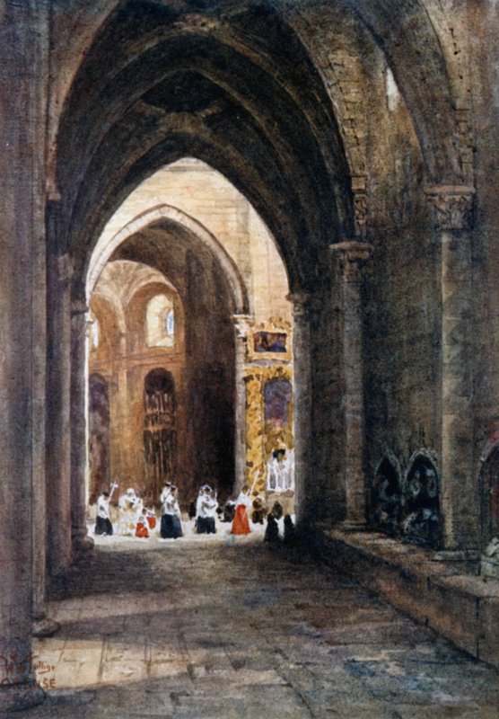Orense, i katedralen (färg litho) av William Wiehe Collins