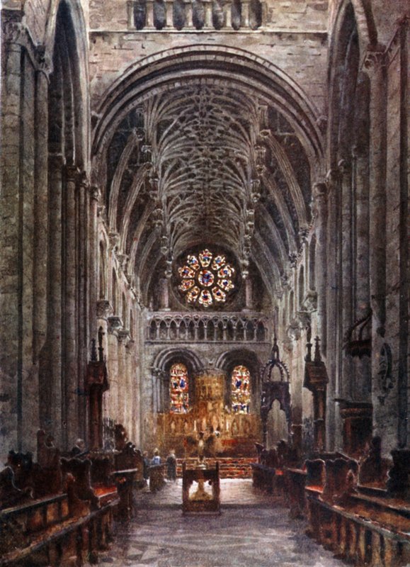 Oxford, Christchurch. Interiören av skeppet (färg litho) av William Wiehe Collins