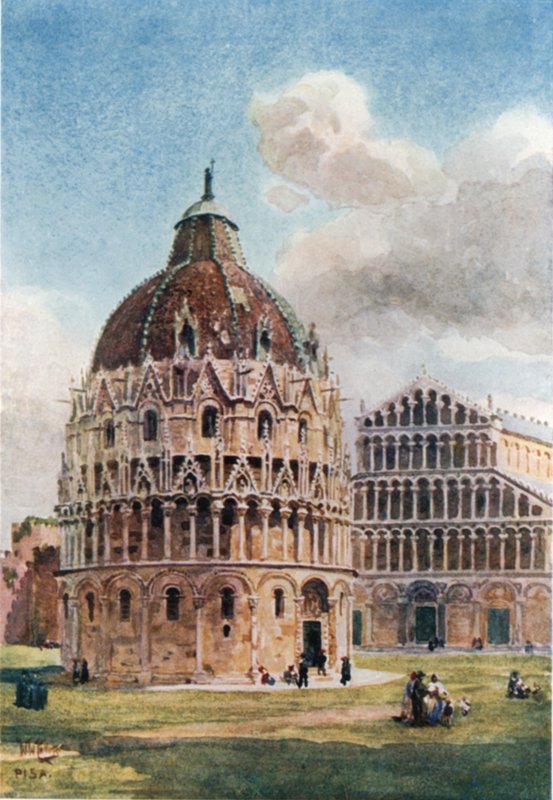 Pisa. Baptisteriet (färg litho) av William Wiehe Collins