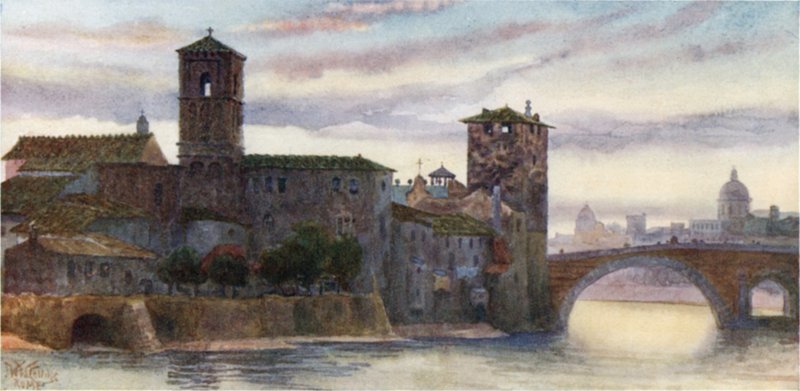 Rom. Isle of S. Bartolomeo (färg litho) av William Wiehe Collins