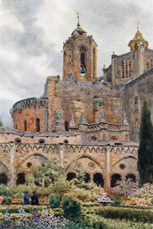 Tarragona, klostret (färg litho) av William Wiehe Collins