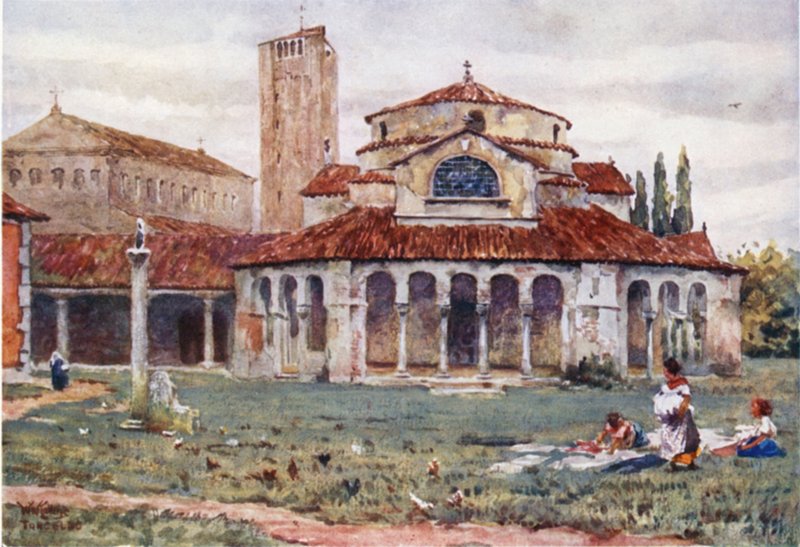 Torcello. Sta Fosca och katedralen (färg litho) av William Wiehe Collins