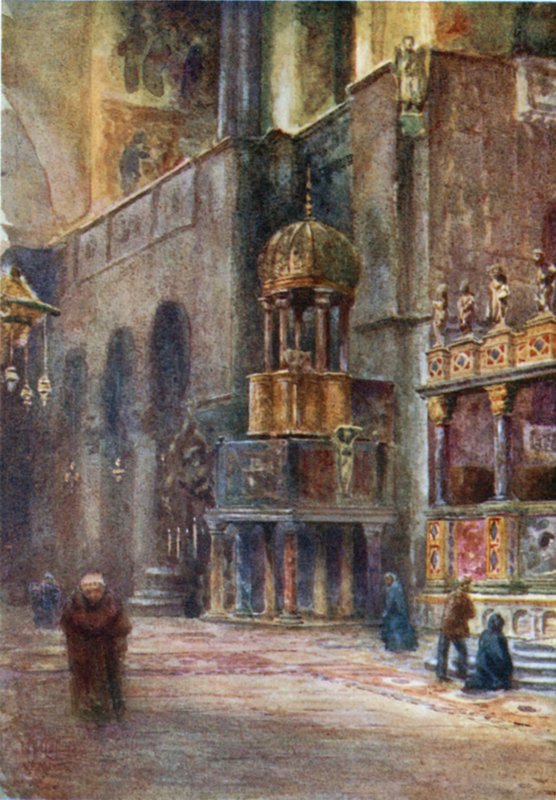 Venedig. Interiör, Markuskyrkan (litho i färg) av William Wiehe Collins
