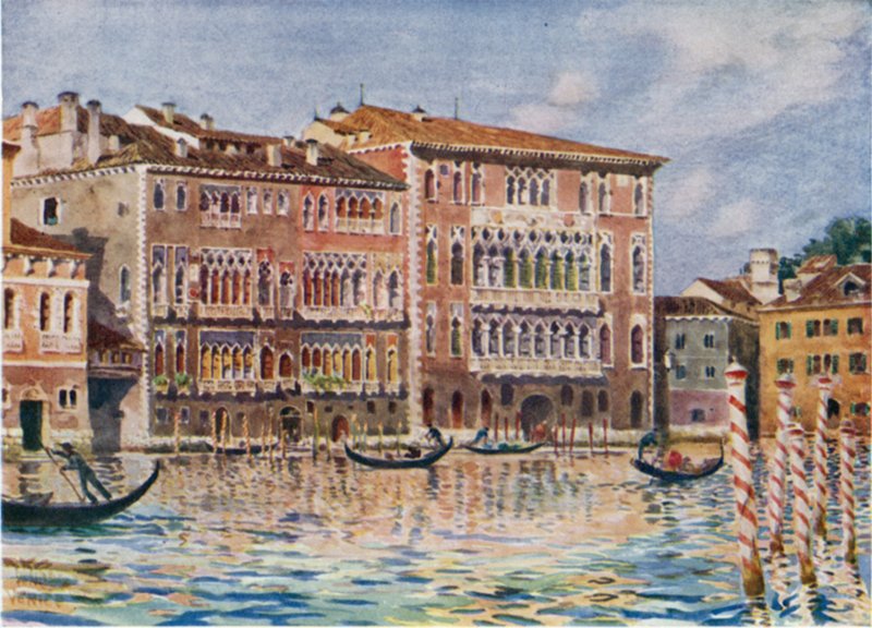 Venedig. Palazzi Foscari och Giustiniani (färg litho) av William Wiehe Collins
