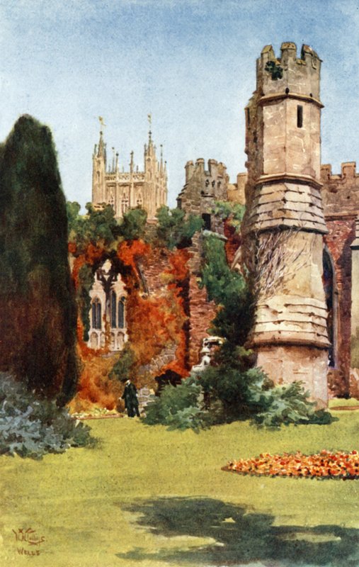 Wells, ruinerna av bankettsalen (färg litho) av William Wiehe Collins