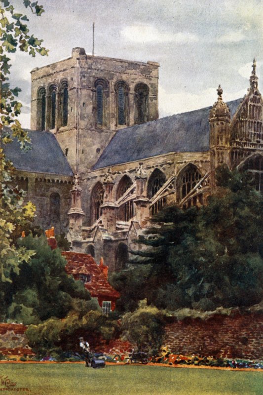 Winchester från Deanery Garden (färg litho) av William Wiehe Collins
