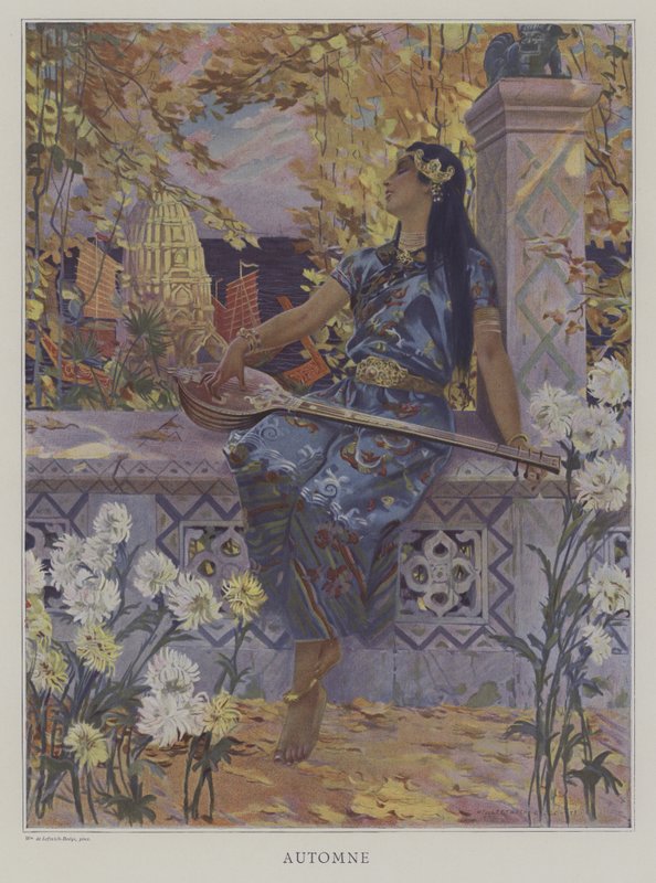 Automne (höst) (färg litho) av William de Leftwich (after) Dodge