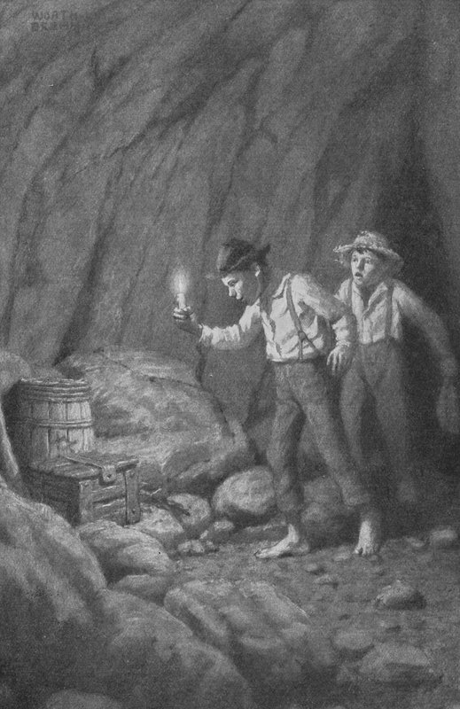 "Herregud, Huck, titta här!" utbrast Tom (litho) av Worth Brehm