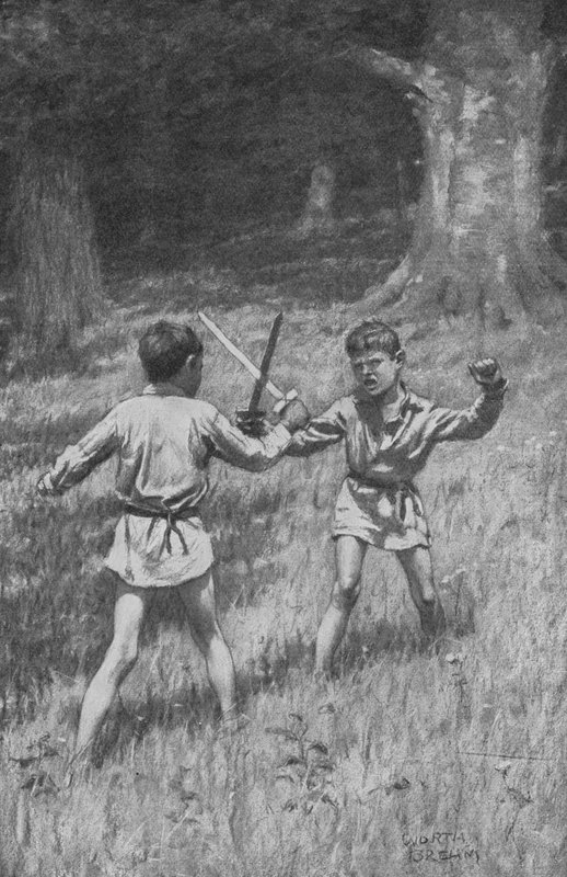 Robin Hood och Guy of Guisborne (litho) av Worth Brehm