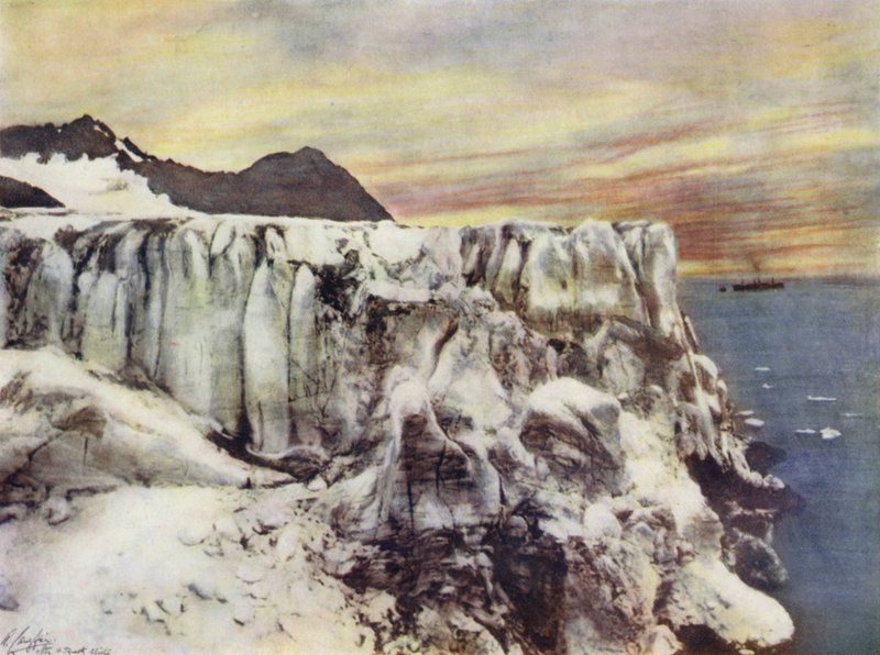 Spitzbergen, utsikt över den klippiga kusten av after A. Langfier
