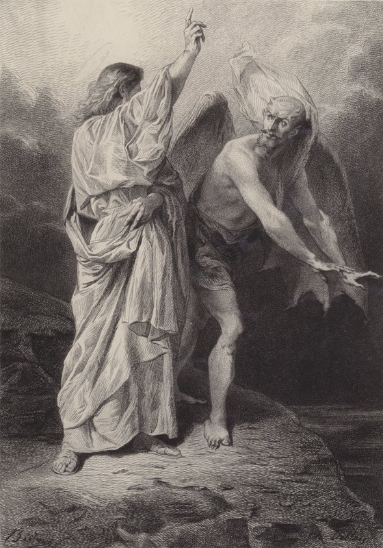 Kristus frestades av djävulen av after Albert Robida