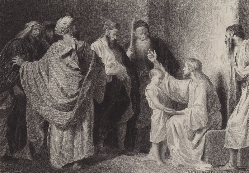Jesus och ett barn av after Albert Robida