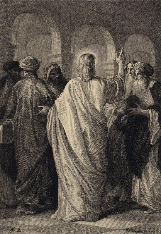 Jesus samtalar med läkarna av after Albert Robida