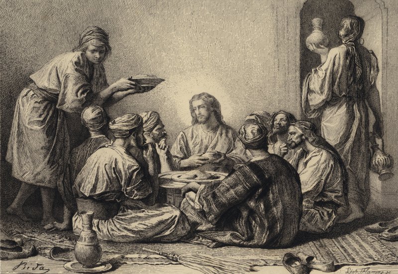 Jesus äter med publikaner och syndare av after Albert Robida