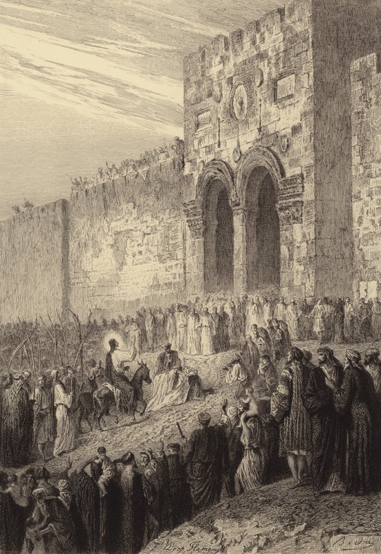 Jesus går in i Jerusalem av after Albert Robida