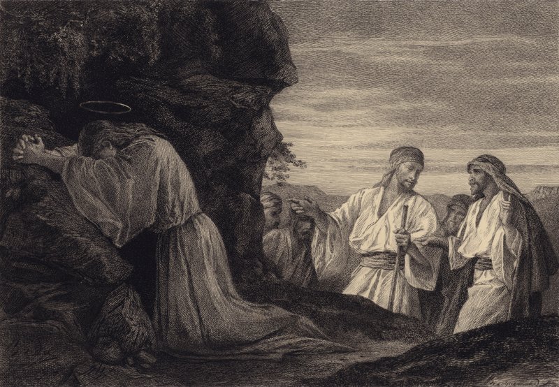 Jesus i bön av after Albert Robida
