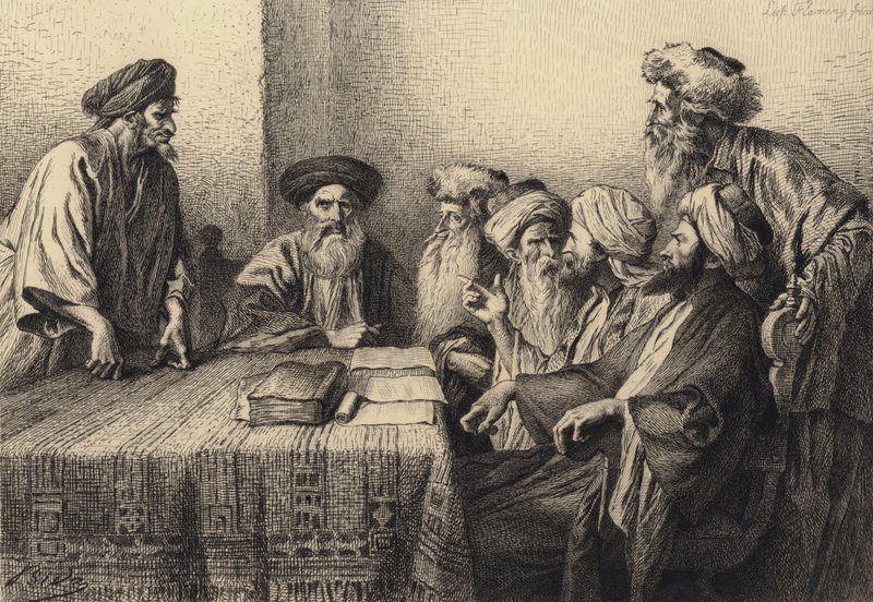 Judas inför Sanhedrin av after Albert Robida