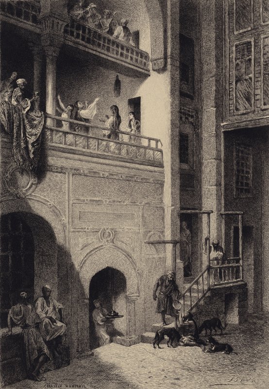 Lazarus och den rike mannen av after Albert Robida
