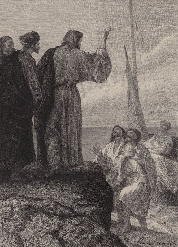 Jakobs och Johannes kallelse av after Albert Robida