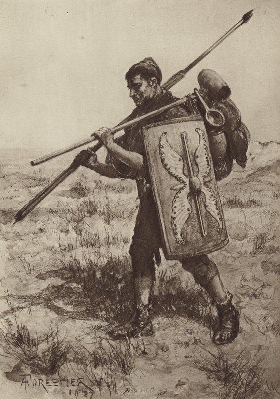 Impeditus, eller fullt utrustad fotsoldat av after Amedee Forestier