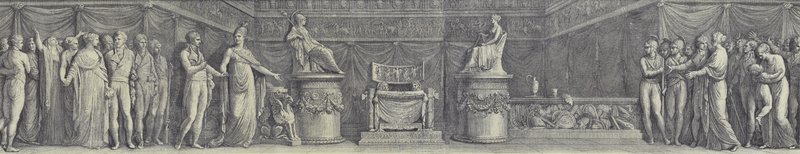 Frankrike bjuder in Napoleon att sitta på den kejserliga tronen av after Andrea Appiani the Elder
